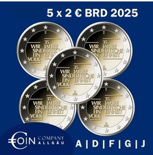 + 5 x 2 EURO DEUTSCHLAND BRD 2025 35 JAHRE DEUTSCHE EINHEIT SATZ ADFGJ SOFORT +