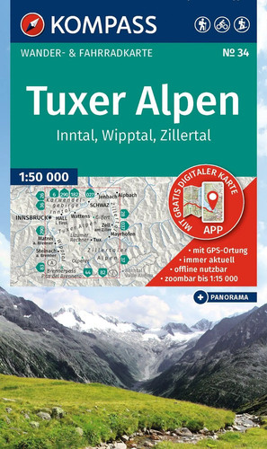 Kompass wanderkarte tuxer - wanderkarte, 34