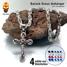 1 Kreuz Anhänger Barock Herren groß Edelstahl Königskette Kommunion Biker
