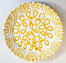 Gmundner Keramik Servierplatte Rund Gelbgeflammt Wellenrand Ø ca. 30 cm Austria