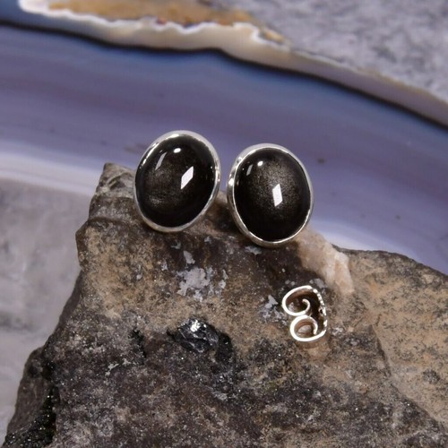 Gold obsidian ohrring 925er - obsidian,