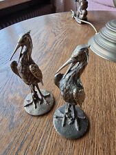 2 Reiher Störche Messing oder Bronze 14cm hoch