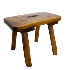 Antik Fuß Schemel Hocker Alpenländisch 19 Jh. Weichholz Kiefer Tanne Holz