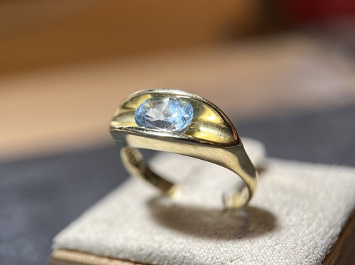 Karat gold ring aquamarin - 14,