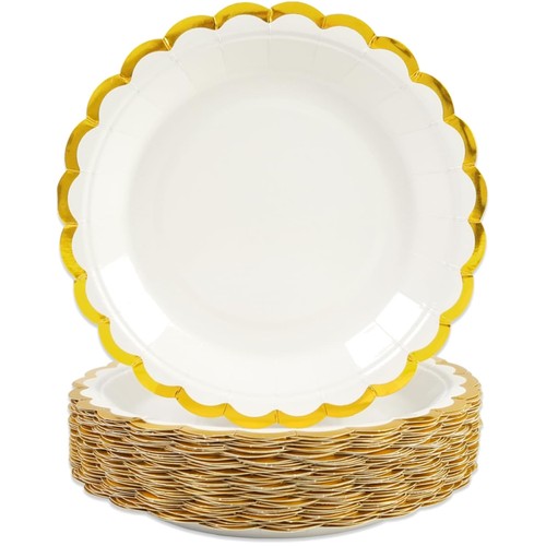 Pappteller weiß gold - weiß, 50