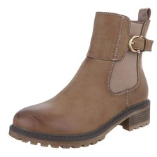 Used Look Damen Chelsea Boots mit Reißverschluss Ital-Design 3979 in Hellbraun