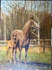 :ÖLGEMÄLDE STUTE MT FOHLEN