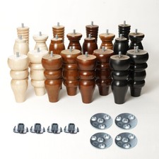 4x Holzmöbel Brötchenbeine Füße für Hocker Schlafsofa Buche M8 M10 Wasserwaageplatten