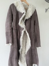 EDEL Closed Rauhleder Lammfell Mantel, sehr gepflegt, taupe / hellgrau, Gr. 36
