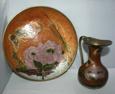 Cloisonne  Schale/Wandteller und Vase
