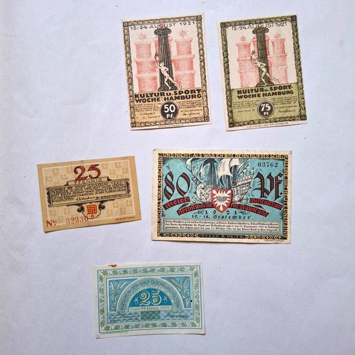 Banknoten notgeld 1920 - 5x, 1920-21