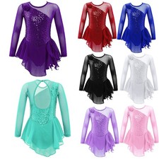 DE Kinder Mädchen Ballettkleid Eislaufen Kleid Gymnastik Trikot Tanzen Kostüm
