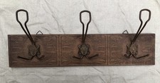 Antik Holz Wandgarderobe Hakenleiste 3 Kleiderhaken Jugendstil 52cm Hartholz