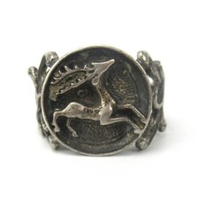 BAS Ring 925er Sterling Silber HIRSCH Blachian Antik Schmuck Jagd Tracht Bayern