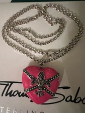 Thomas Sabo Rebel At Heart Massive Kette & Riesen Herz Lilie Anhänger Rarität 