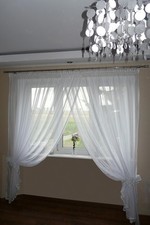 Fertiggardine aus Voile SET Schöne Gardine AG10 Modern Weiss Fenstergardine