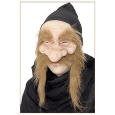 ZWERGEN-MASKE mit Kapuze und Haar / Halloween Karneval Fasching Kostüm Party