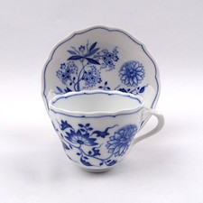 Hutschenreuther Blau Zwiebelmuster Kaffeetasse mit Untertasse Porzellan 1. Wahl