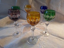 Römergläser Set 6 Stück aus Bleikristall farbig 60er/70er Jahre