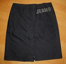 Jeans Mini Rock blau kurz STRASS Stretch SEXY eng BELLA Boho Urlaub Hippie XS 34