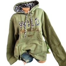 Zwillingsherz Hoodie Sweatshirt Pullover Khaki Damen S/M  bis L/XL (9 323)