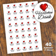 40 Aufkleber "Herzlichen Dank"