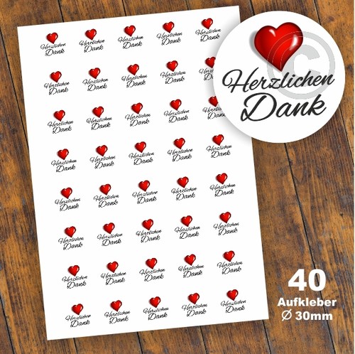 Aufkleber herzlichen dank - 40,