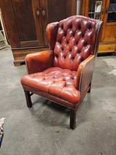 Chesterfield  Clubsessel Ohrensessel Sessel Vintage Alt Lounge echt Leder