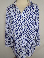 Wie neu! Damen Bluse Baumwolle blaue Punkte super zu Jeans Walbusch Gr.44