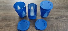 Tupperware Mediterrano  3 Becher blau 330 ml mit Deckel 