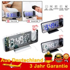 Radiowecker mit Projektion Digital Dimmbar Tischuhr Alarm USB FM Neu LED UKW DHL