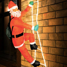 Weihnachtsmann auf Leiter / 120 LED Lichterkette