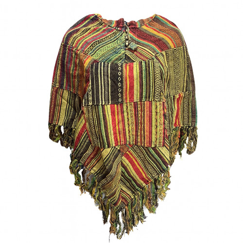 Handgewebter ethno poncho mit - handgewebter,