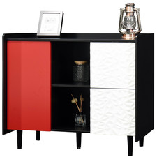 Sideboard Grifflose Kommode Kontrastfarbe Mehrzweckschrank mit Viel Stauraum