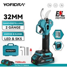 Elektrische Gartenschere Akku Astschere Baumschere Rosenschere 2 Akkus + Koffer 