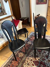 4er Set Designer-Esstischstühle. schwarz, Leder