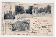 39070321 - Bramstedt, 4 Abbildungen mit Kirche u. Schule gelaufen, 1904. Ecken
