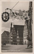 ʘ Dinkelsbühl Weinmarkt Schmiedeeisen Schild 1952 gelaufen AK Ansichtskarte 5438