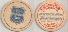 Fürstenberg Bräu - alter Bierdeckel /Bierfilz "Das Bier der Pilskenner"