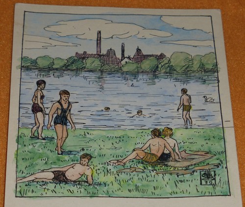 Badende see mit schwan art - badende,