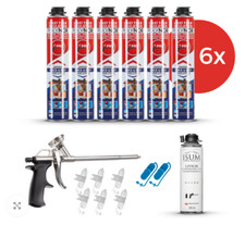 POLYNOR 6x750ml Polyurethan Sprühisolierung (16 Teile) PUR Dämmung Schaum