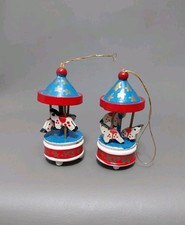 2 Karussell Holzanhänger Weihnachten 7cm Pferd Noriker Knappstrupper Schimmel 
