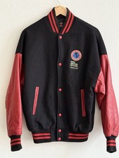 College Jacke Herren Vintage Echtleder Gr. L Schwarz Top Zustand Baseball Jacke