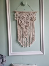 2 x Makramee Wandbehang beige 42x61cm für Fenster oder Wand