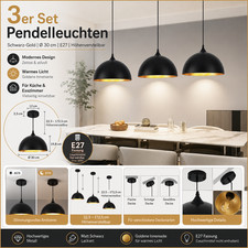 3er Set Hängelampe Schwarz