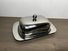 Butterdose aus Edelstahl 18,4x12,4cm, Deckel mit Knauf