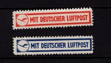 2  alte  LUFTPOSTaufkleber