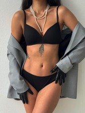 Damen BH & Slip Set Schwarz