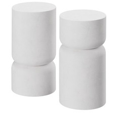 2er Set Beistelltisch Amine, Chubby-Design Abstelltisch weiß B-Ware