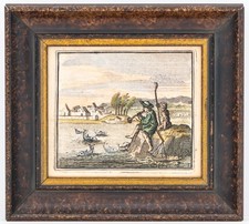 Fabeln de la Fontaine Fischer Kupferstich Henrik Cause koloriert Rahmen 1728